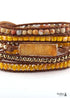 Boho Bracelet, RH 5 Layers Leather Wrap Bracelet, Natural Stones, Gold Purple Sapphire